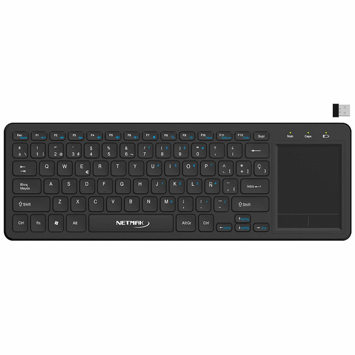 Teclado Inalambrico/Bluetooth C/Touch Pad Español Negro NM-KB910 Netmak