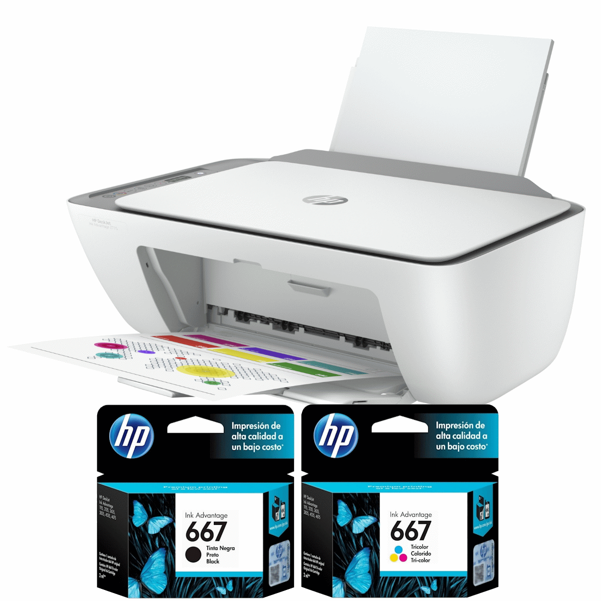 Combo Impresora Multifuncion Deskjet 2775 HP WIFI + Kit Cartuchos Originales