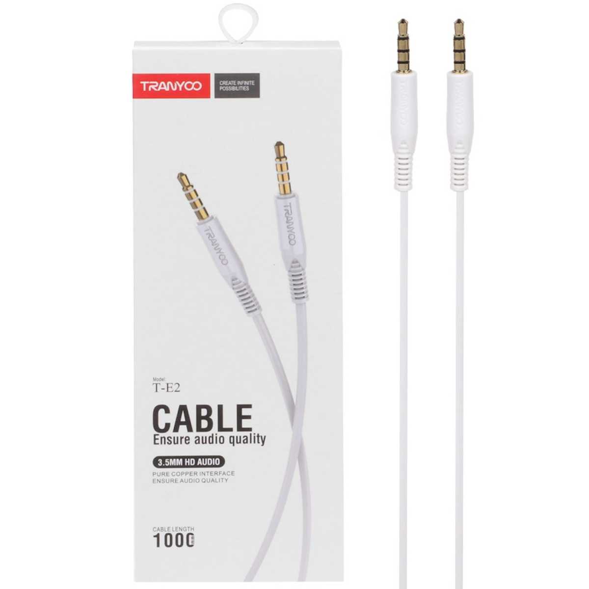 Cable Audio Auxiliar Plug 3.5mm de 1m Tranyoo