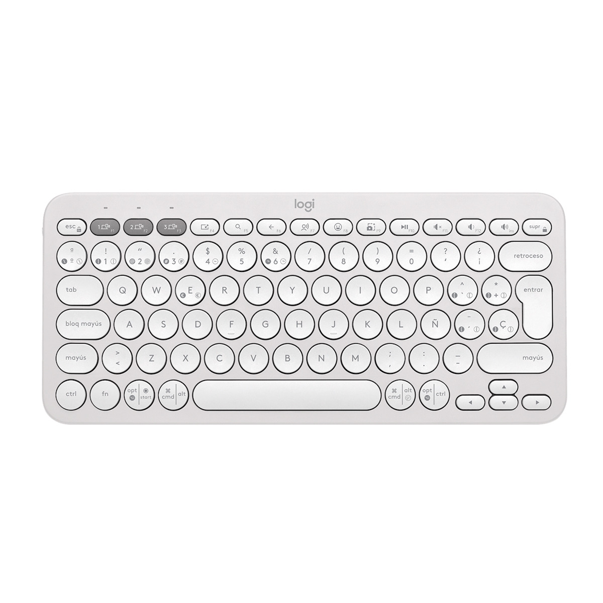 Teclado Bluetooth K380s Pebble Keys 2 Blanco Español Logitech