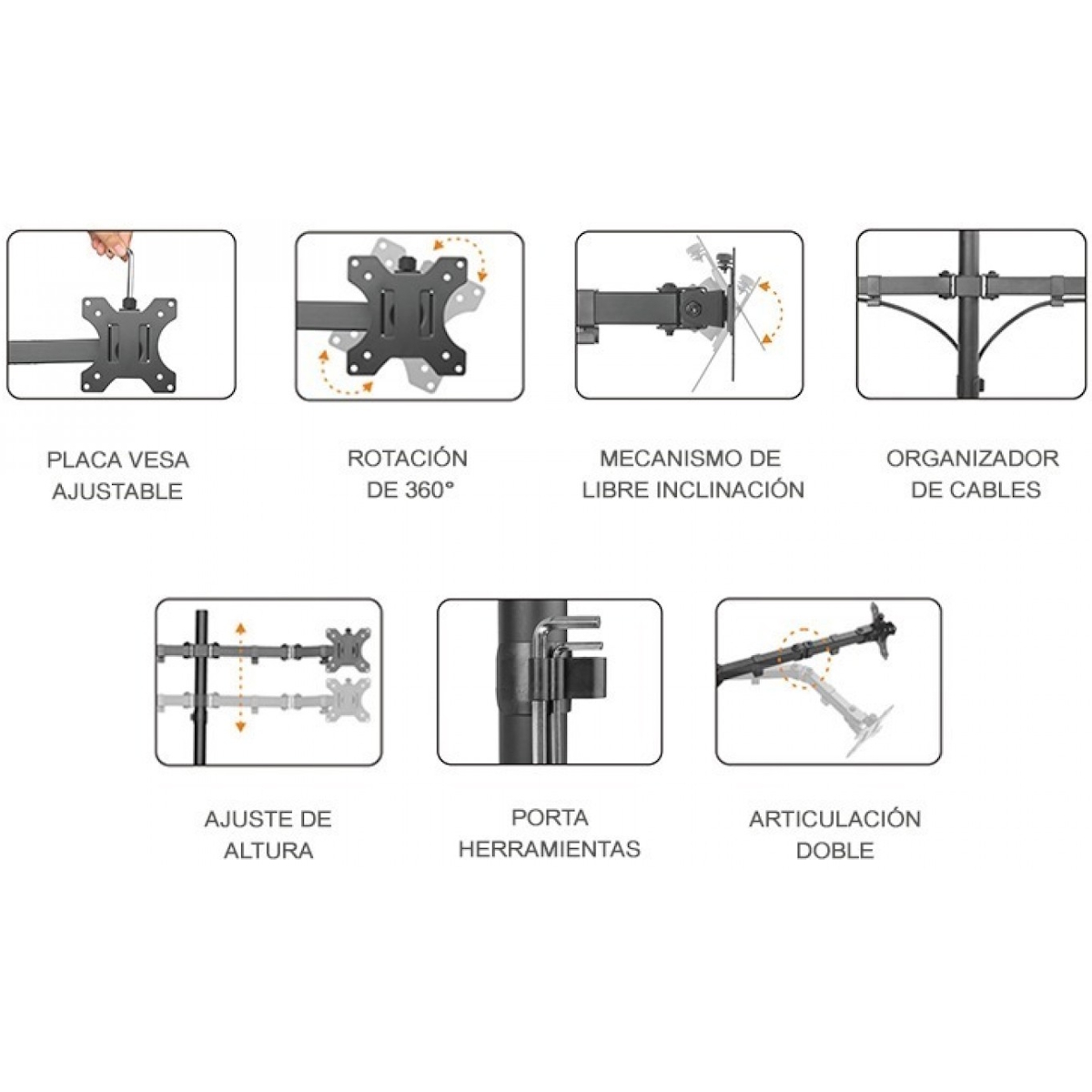 Soporte Tiple Brazo Escritorio Monitor 13