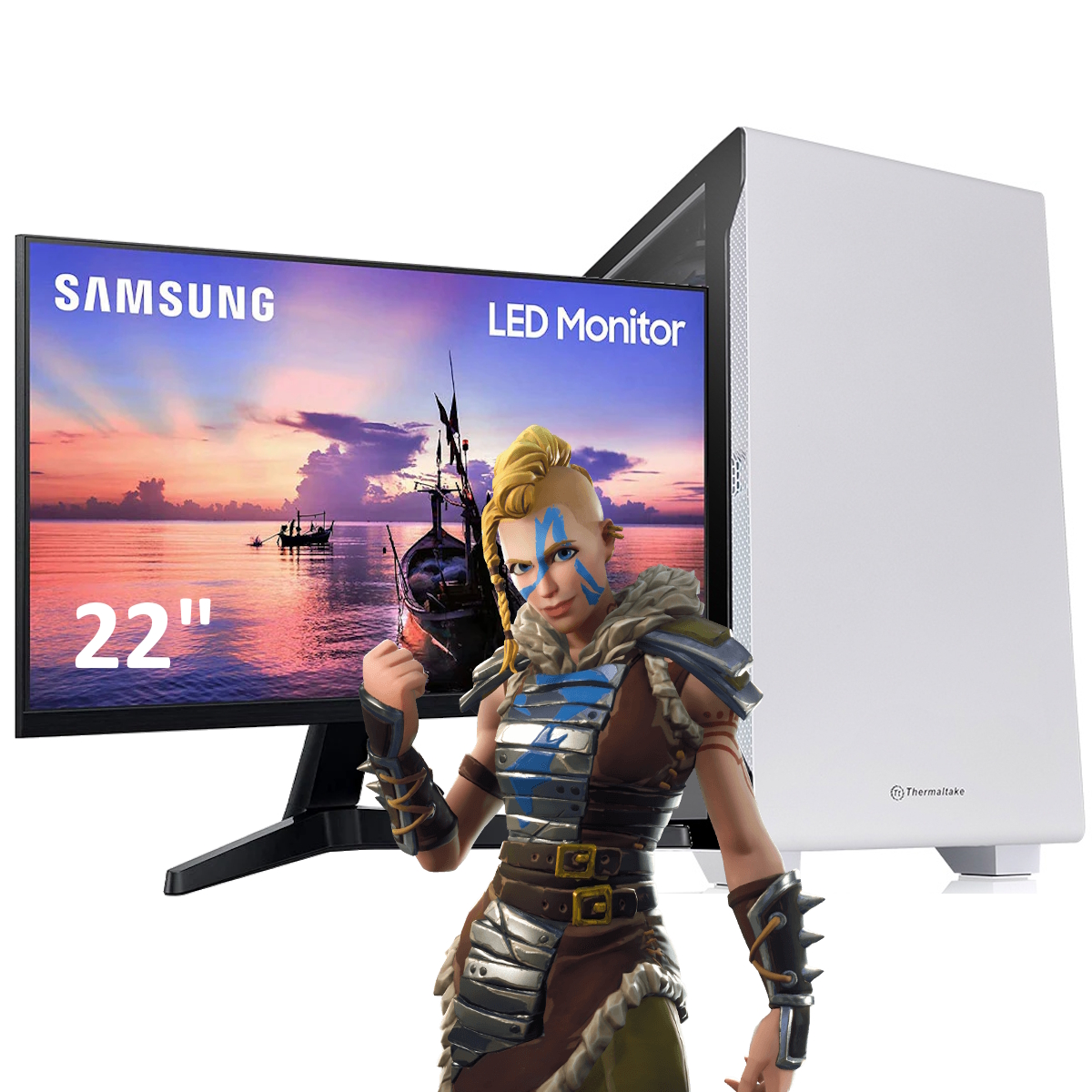 Computadora Gamer Ryzen 3 - 8Gb RGB - 120Ssd - 1Tb - 600W 80P RGB - S100TG - Monitor 22