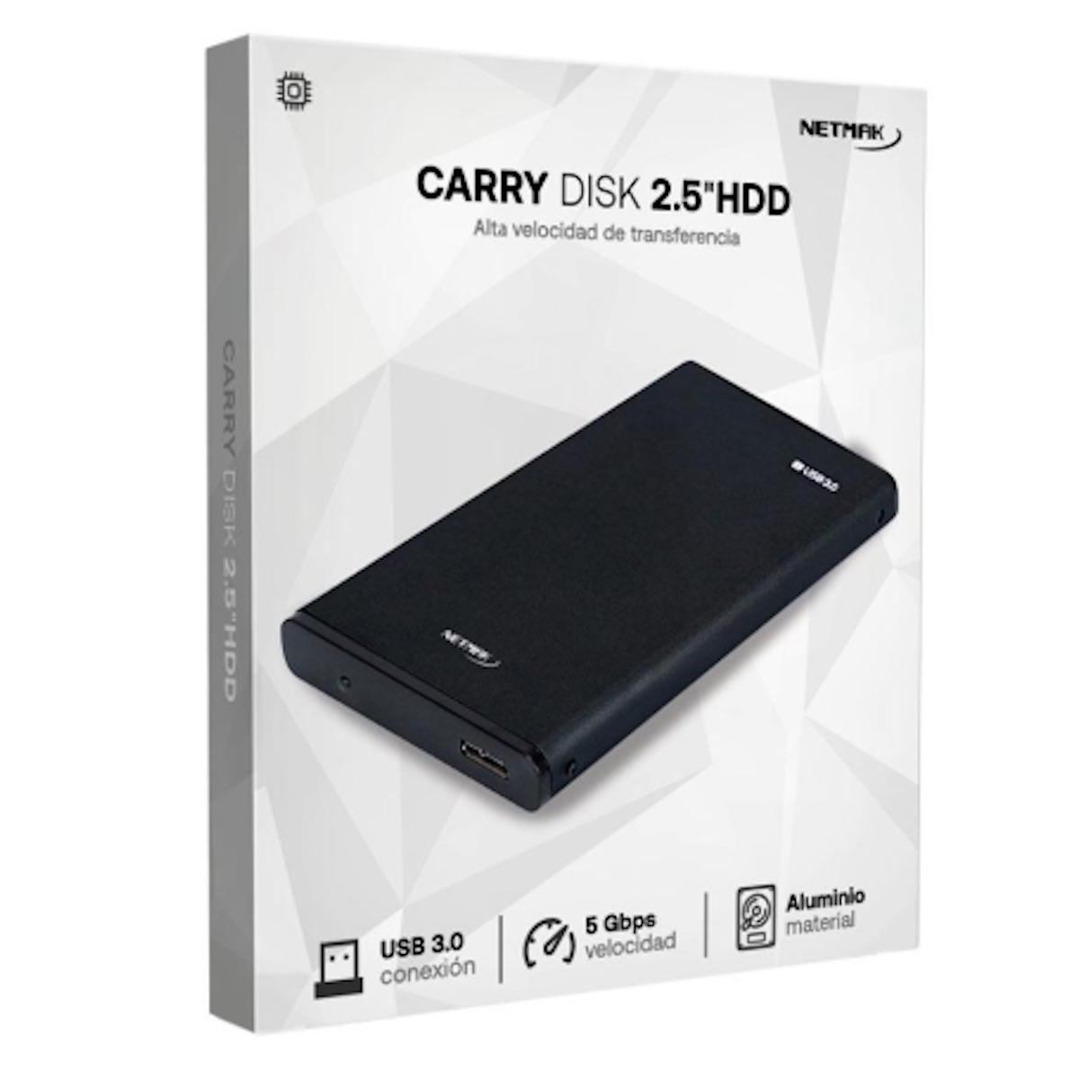 Carry Disk 2.5 USB 3.0 Sata Aluminio NM-CASE-AL Netmak