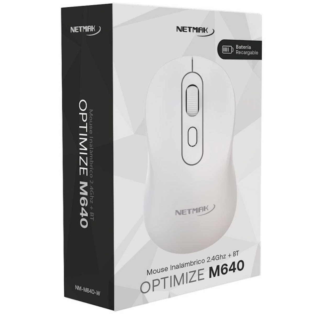 Mouse Inalambrico/Bluetooth Recargable Blanco NM-M640-W Netmak