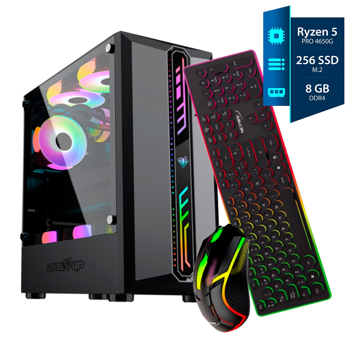 Pc Gamer Armada Ryzen 5 - 8GB - SSD 256GB - Gab. Cassiopeia RGB + Kit Vortex