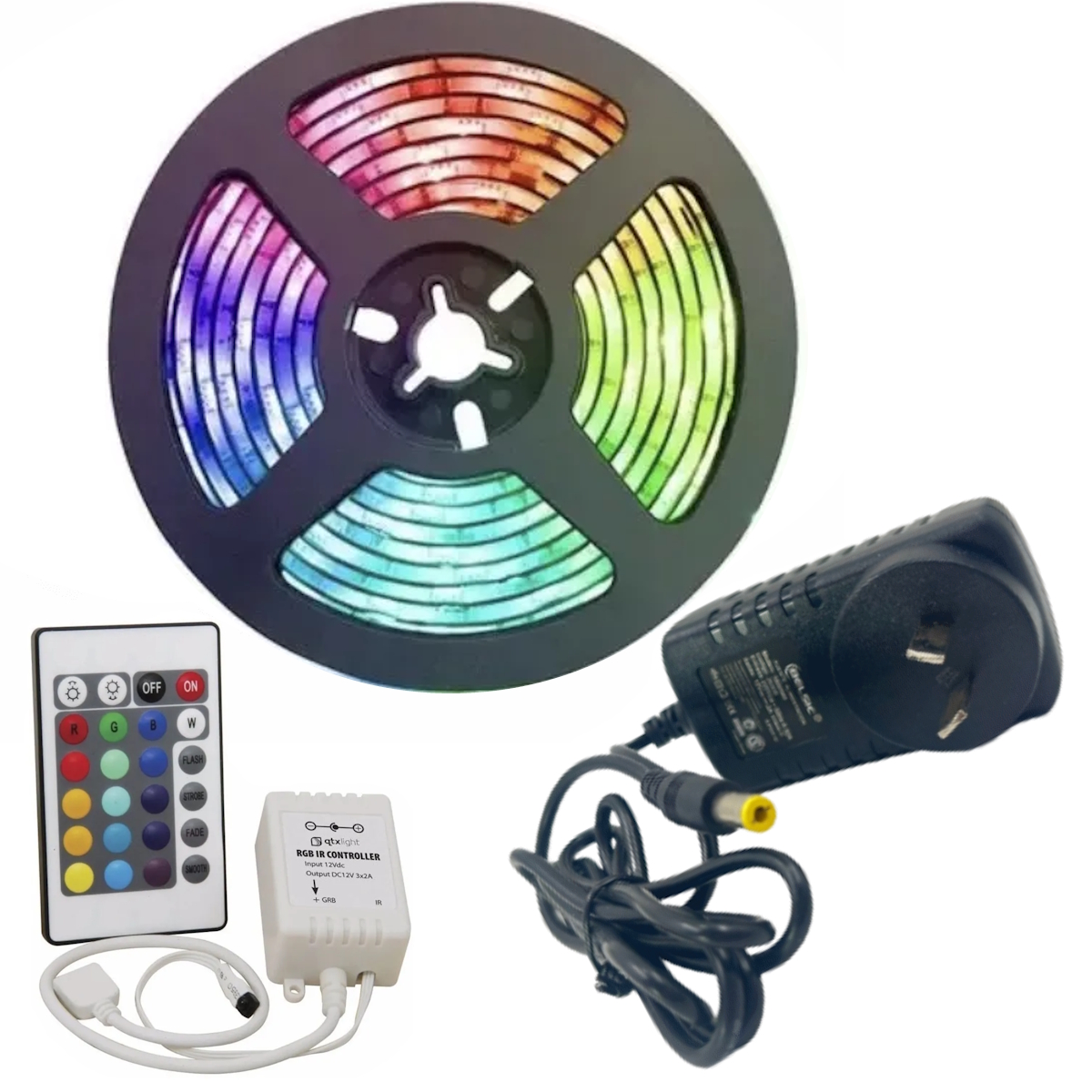 Combo Tira de Led RGB 5Mt + Fuente + Controlador Seisa