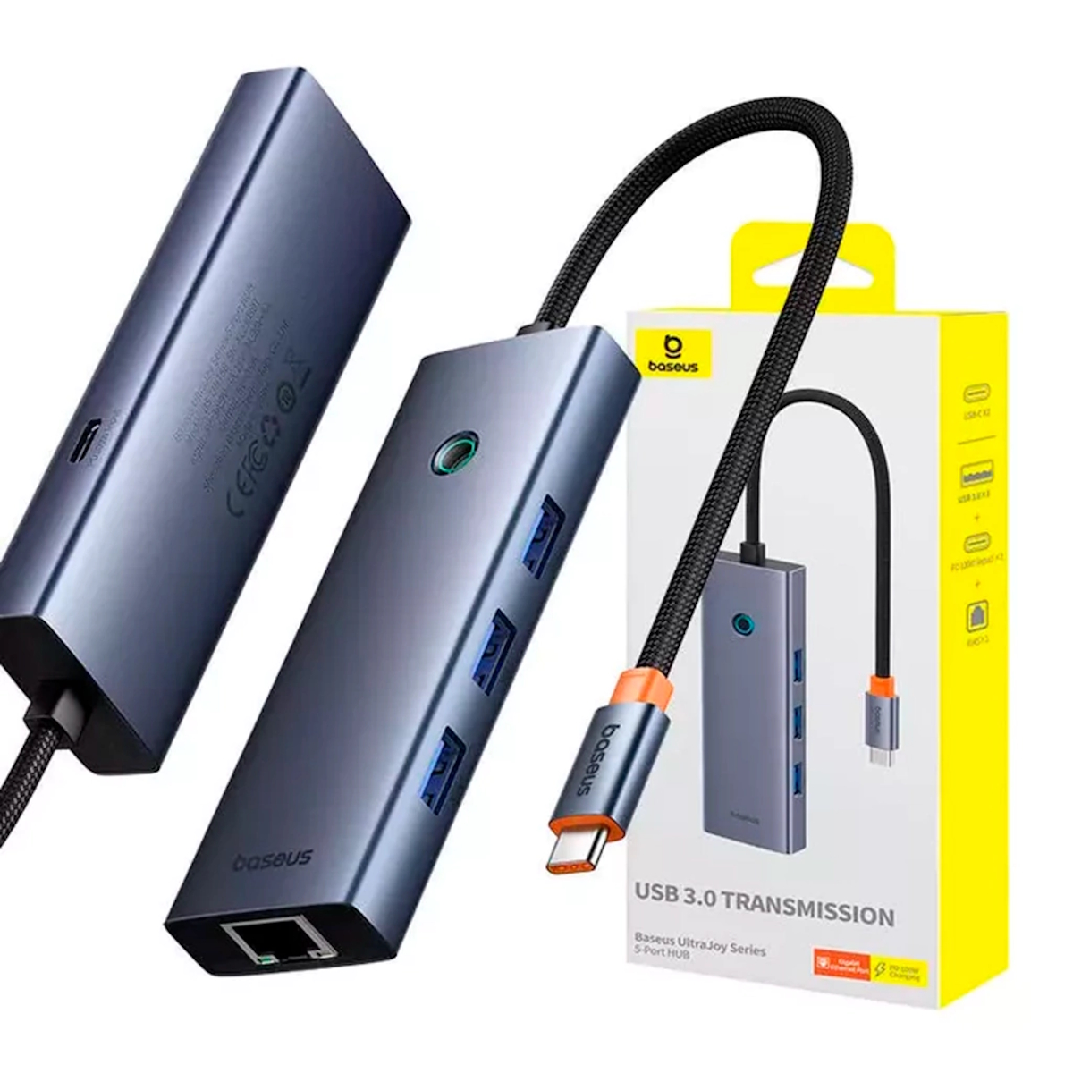 Hub USB C a 3 USB 3.0 + RJ45 + USB C/PD UltraJoy Baseus