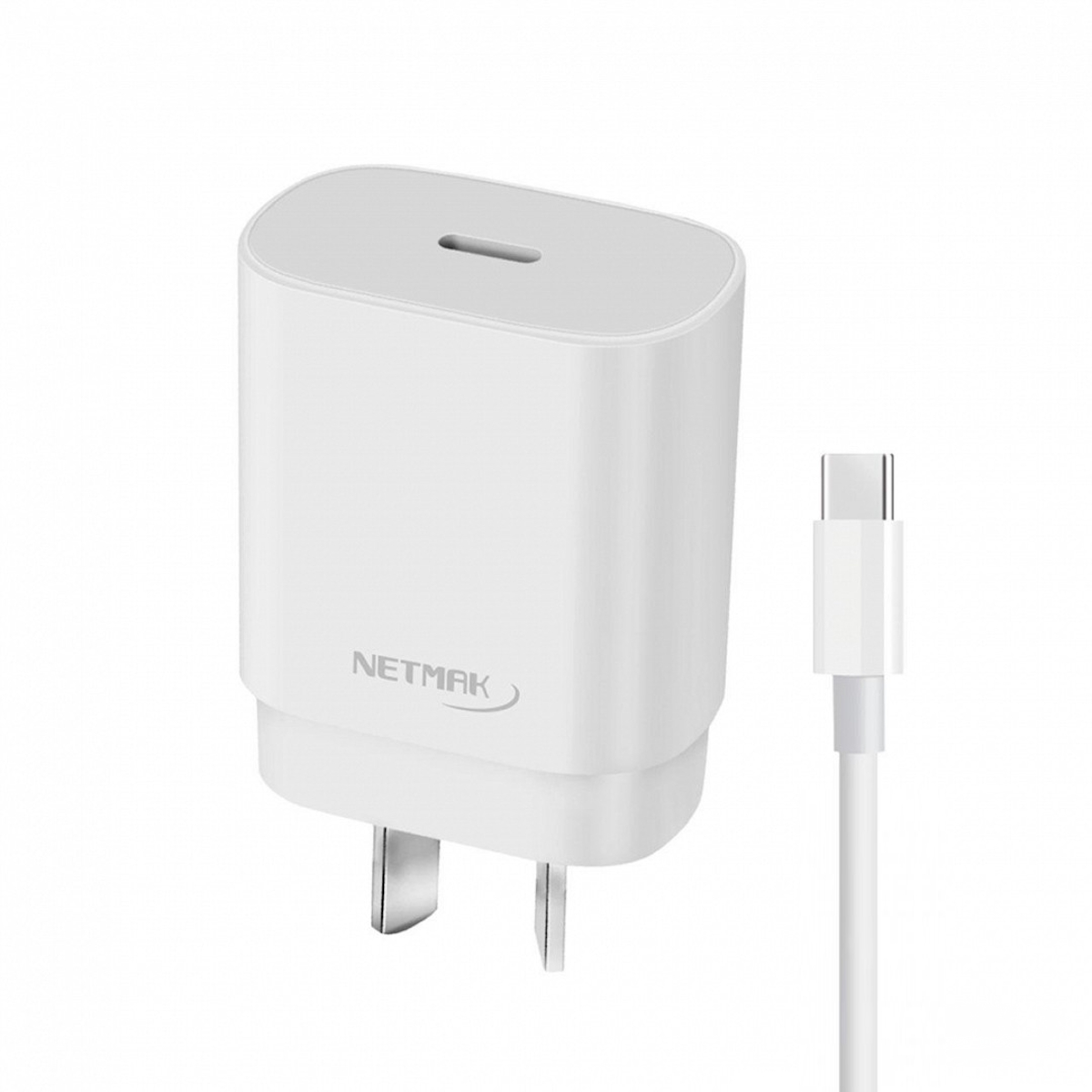 Cargador USB C 30W Carga Rapida + Cable USB C Blanco NM-CP2 Netmak