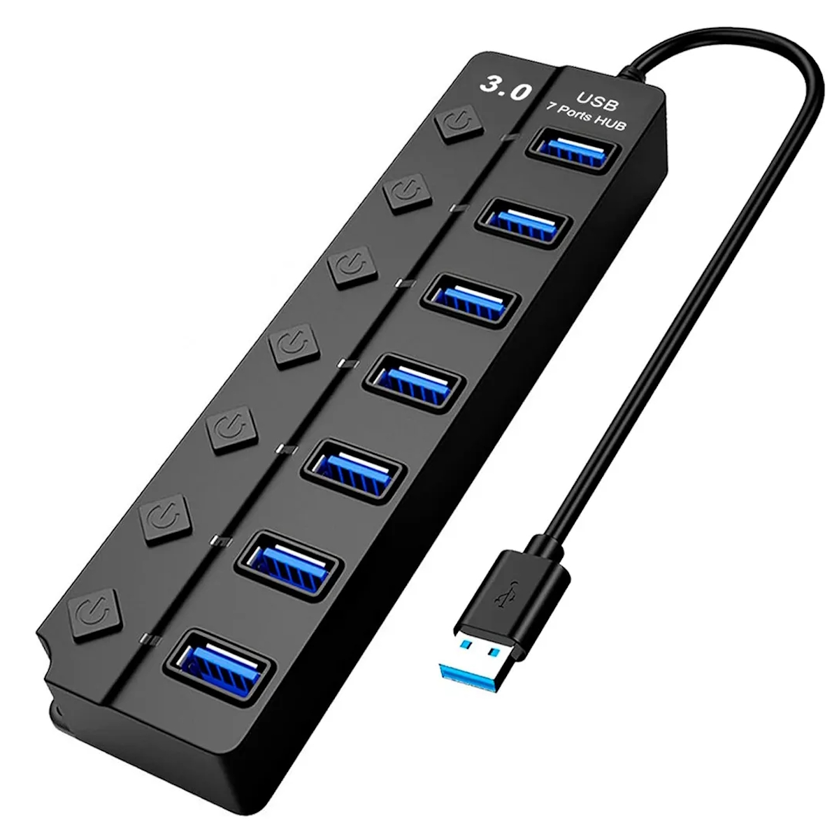 Hub USB 3.0 7 Puertos C/ Tecla + Fuente Belsic