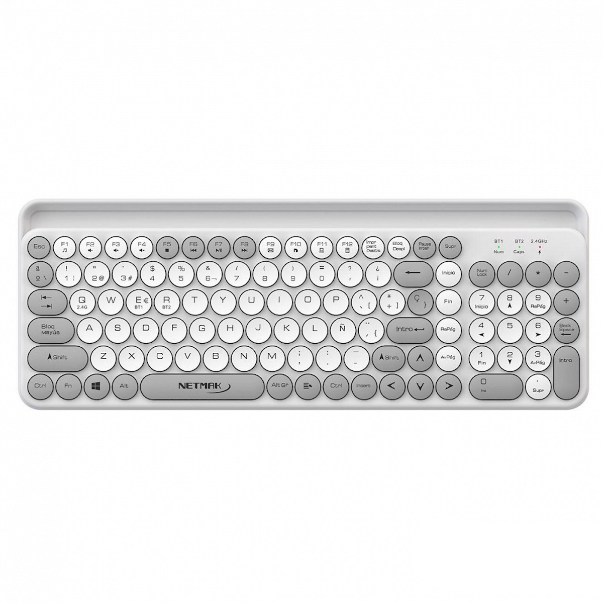 Teclado Bluetooth + Inalambrico Blanco KB380-W Netmak
