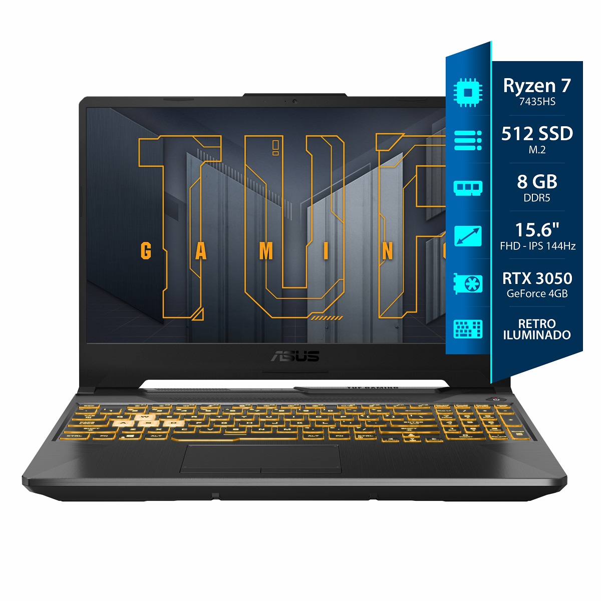 Notebook Asus A15 TUF Gaming  - Ryzen 7 7435HS - 8GB - 512SSD - Rtx 3050 4GB - 15,6