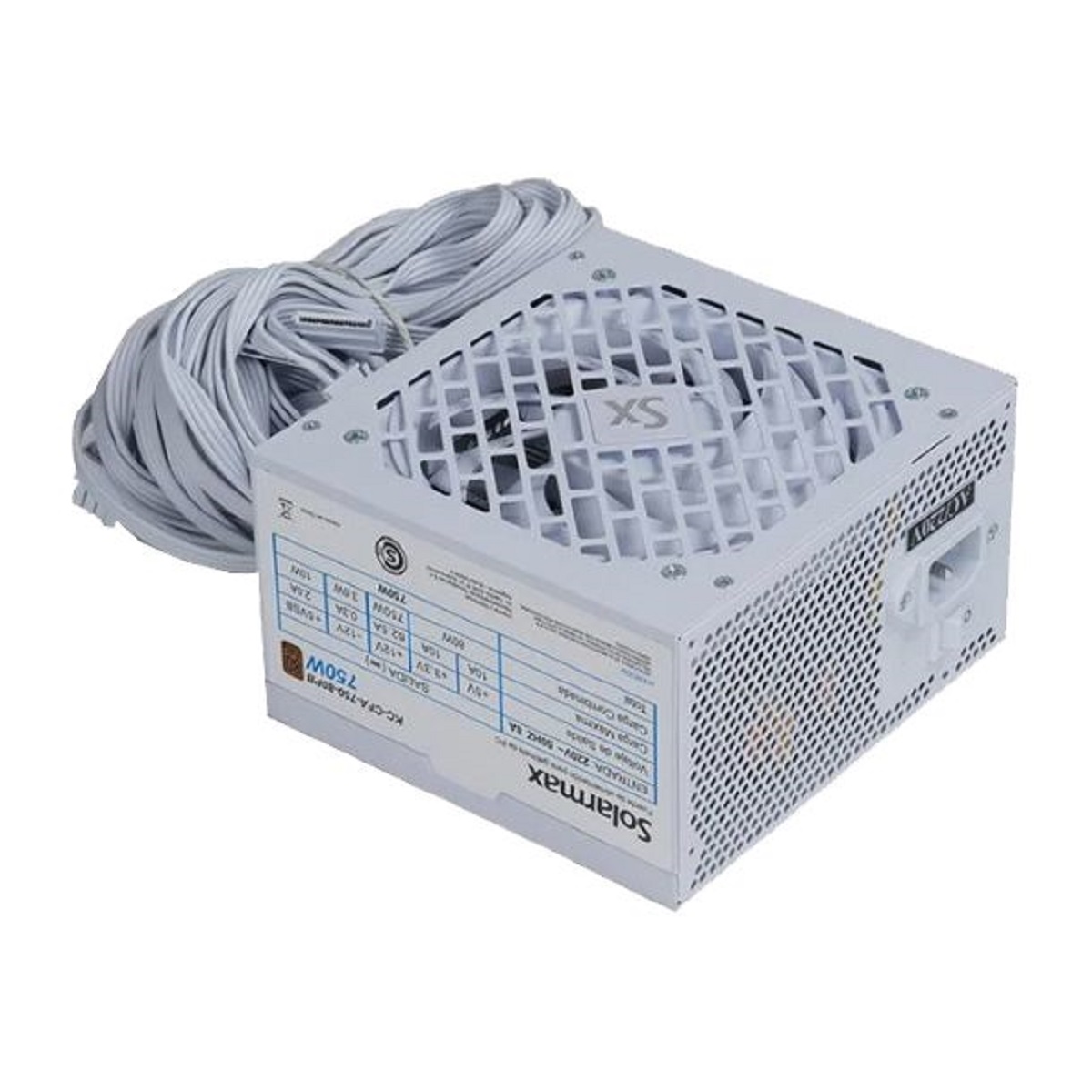 Gabinete Gamer Mid Tower 930W ARGB Blanco + Fuente 750W 80 Plus Bronze Solarmax