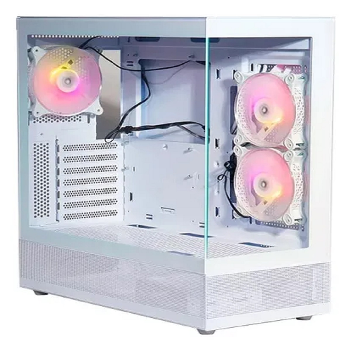 Gabinete Gamer Mid Tower 930W ARGB Blanco + Fuente 750W 80 Plus Bronze Solarmax