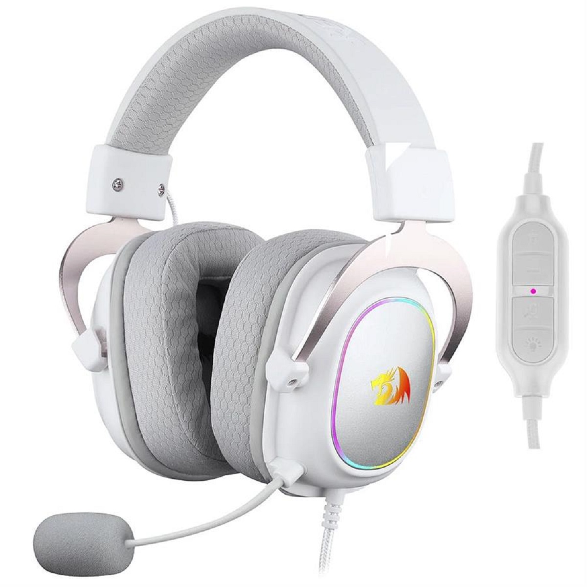 Auriculares Gamer Inalambrico/Cable Vincha Zeus Pro H510W 7.1 Blanco Redragon