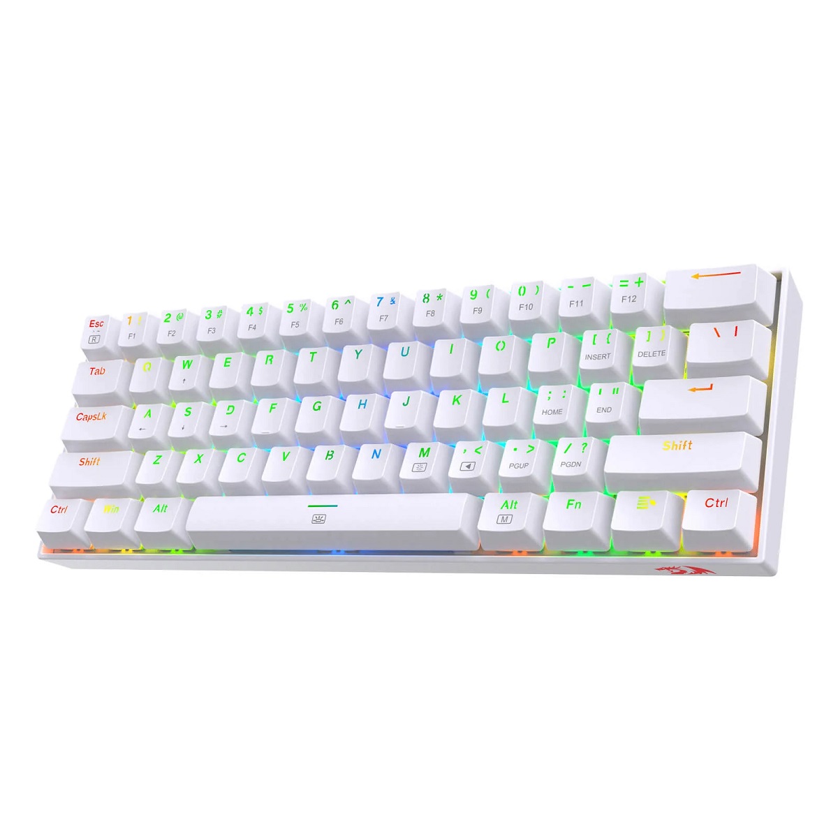 Teclado Mecanico Gamer RGB Dragonborn Blanco Switch Rojo Español Redragon