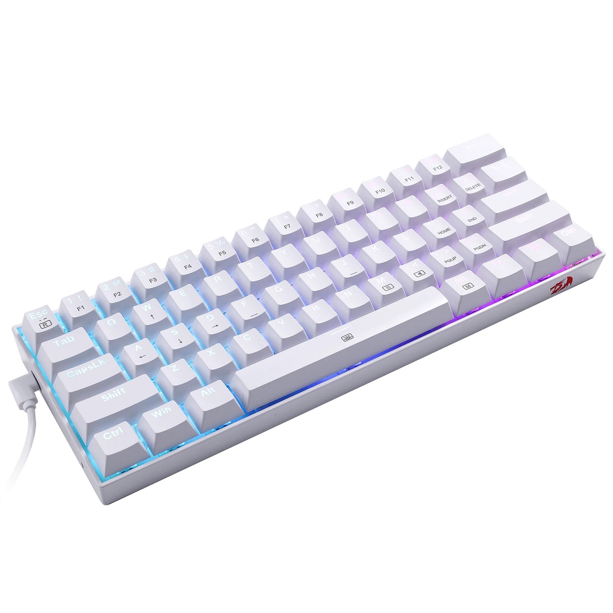 Teclado Mecanico Gamer RGB Dragonborn Blanco Switch Rojo Español Redragon