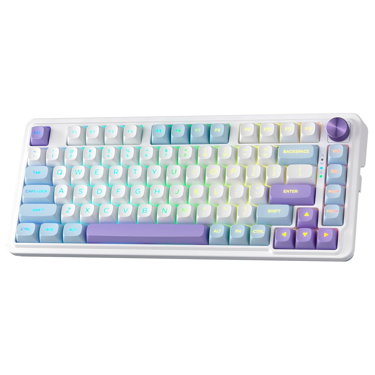 Teclado Mecanico Gamer Cable/Inalambrico RGB Ucal Max Blanco/Purpura Switch Mint Mambo Redragon