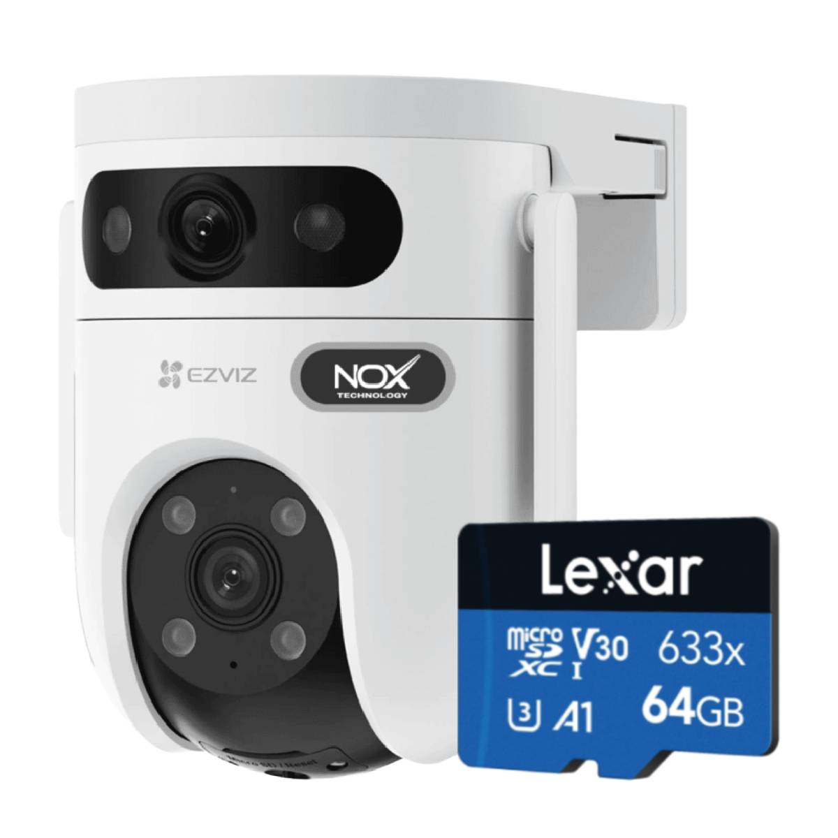 Combo Camara Dual H9c 2K Day/Night SD Wifi Domo Exterior Ezviz + MicroSD 64 Lexar