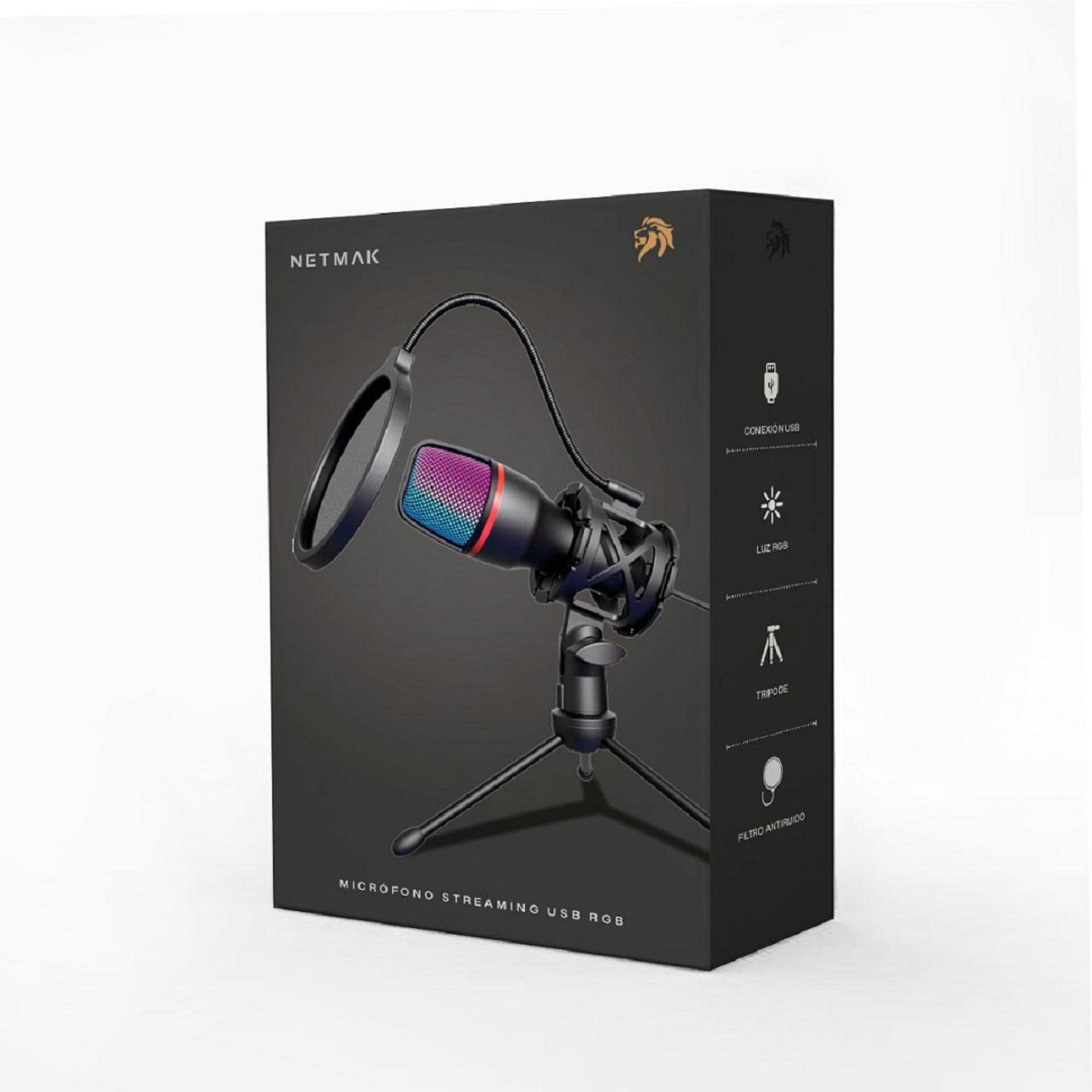 Microfono Streaming USB RGB NM-MS786 Netmak