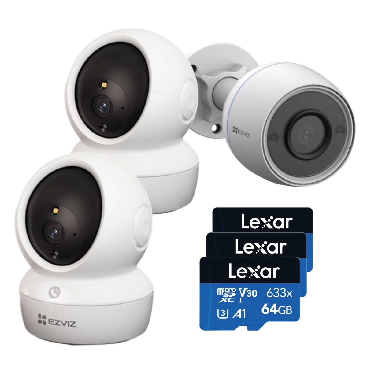 Combo Camara H6c Pro 1080P Day/Night SD Wifi Domo Interior Ezviz X2 + Camara H3c 1080P Day/Night SD Wifi Exterior Ezviz + MicroS