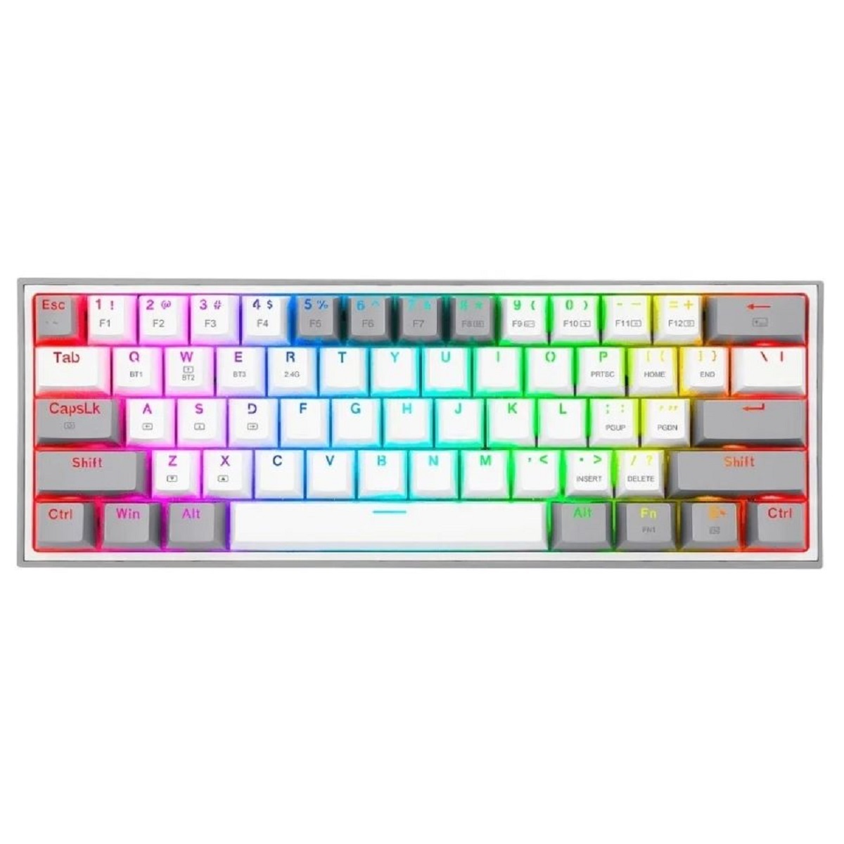 Teclado Mecanico Gamer Cable/Inalambrico RGB Fizz Pro Blanco/Gris Switch Rojo Redragon