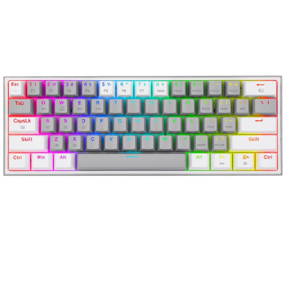 Teclado Mecanico Gamer Cable/Inalambrico RGB Fizz Pro Gris/Blanco Switch Rojo Redragon