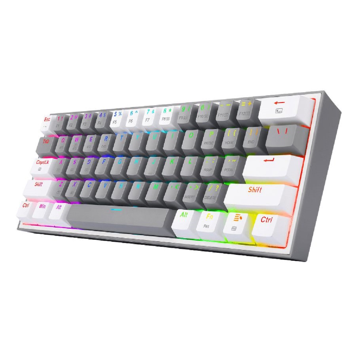 Teclado Mecanico Gamer Cable/Inalambrico RGB Fizz Pro Gris/Blanco Switch Rojo Redragon