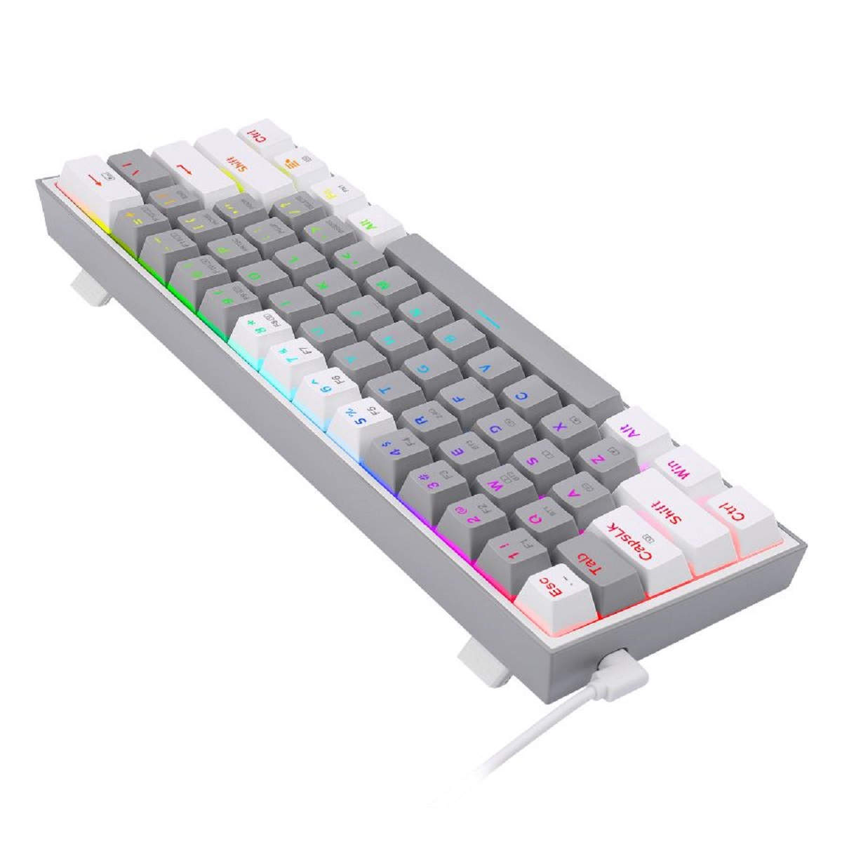 Teclado Mecanico Gamer Cable/Inalambrico RGB Fizz Pro Gris/Blanco Switch Rojo Redragon