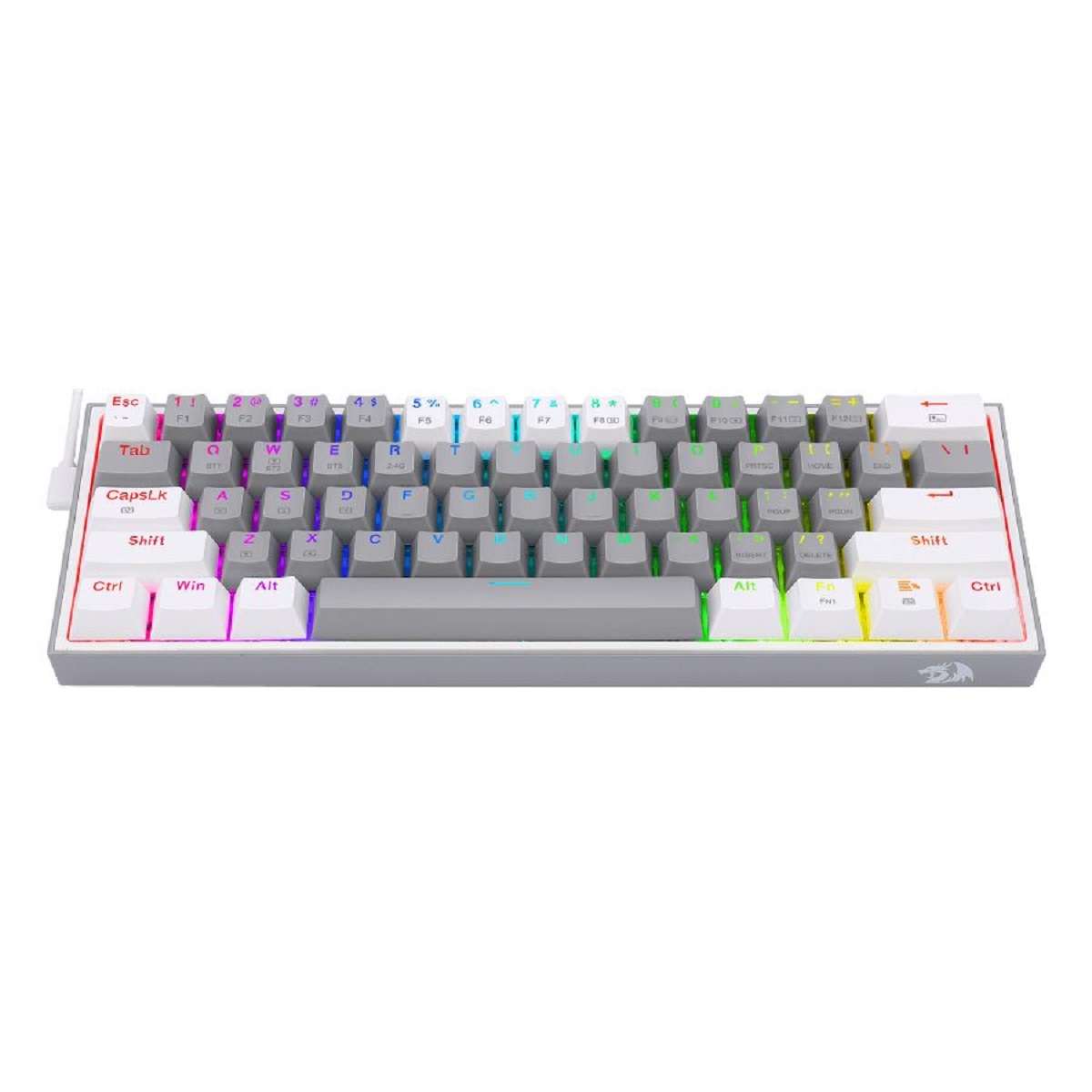 Teclado Mecanico Gamer Cable/Inalambrico RGB Fizz Pro Gris/Blanco Switch Rojo Redragon