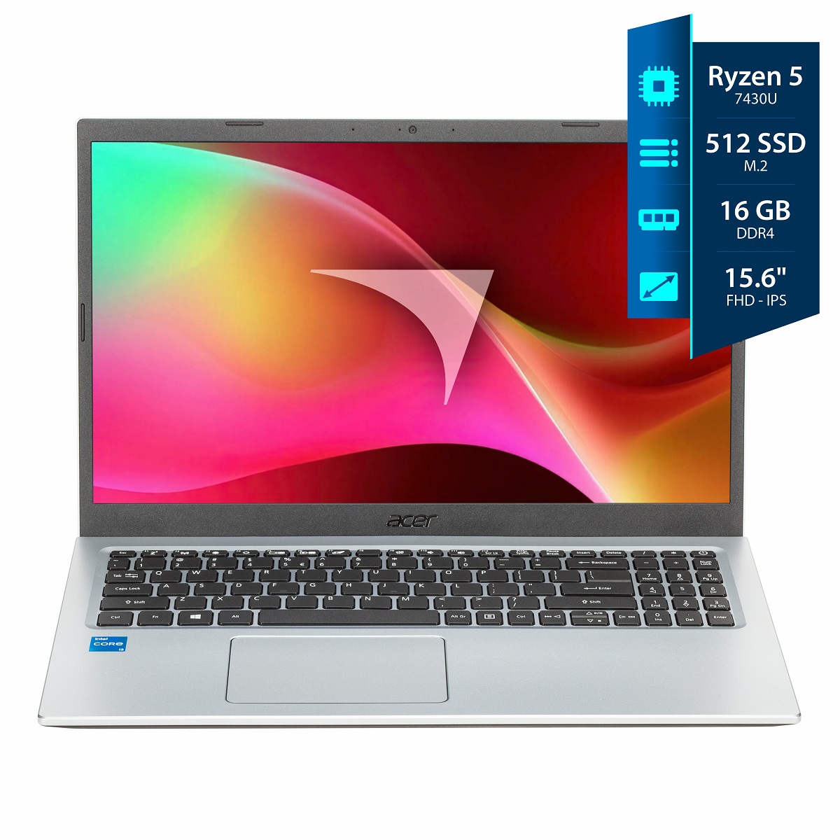 Notebook Acer Aspire 3 Ryzen 5 7430U - 16GB - 512SSD - 15,6 FHD IPS