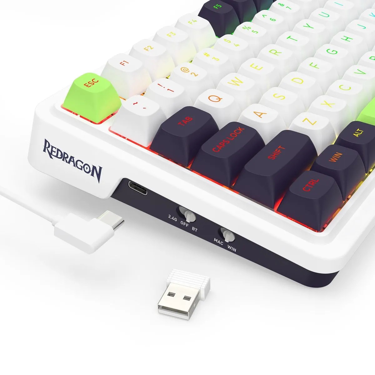 Teclado Mecanico Gamer Cable/Inalambrico RGB Eisa Max Switch Mint Mambo Redragon