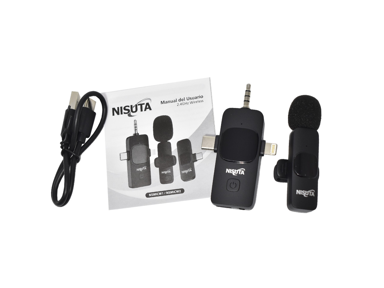Microfono Corbatero Inalambrico USB C / Lightning / Plug 3.5mm NSMICW2 Nisuta