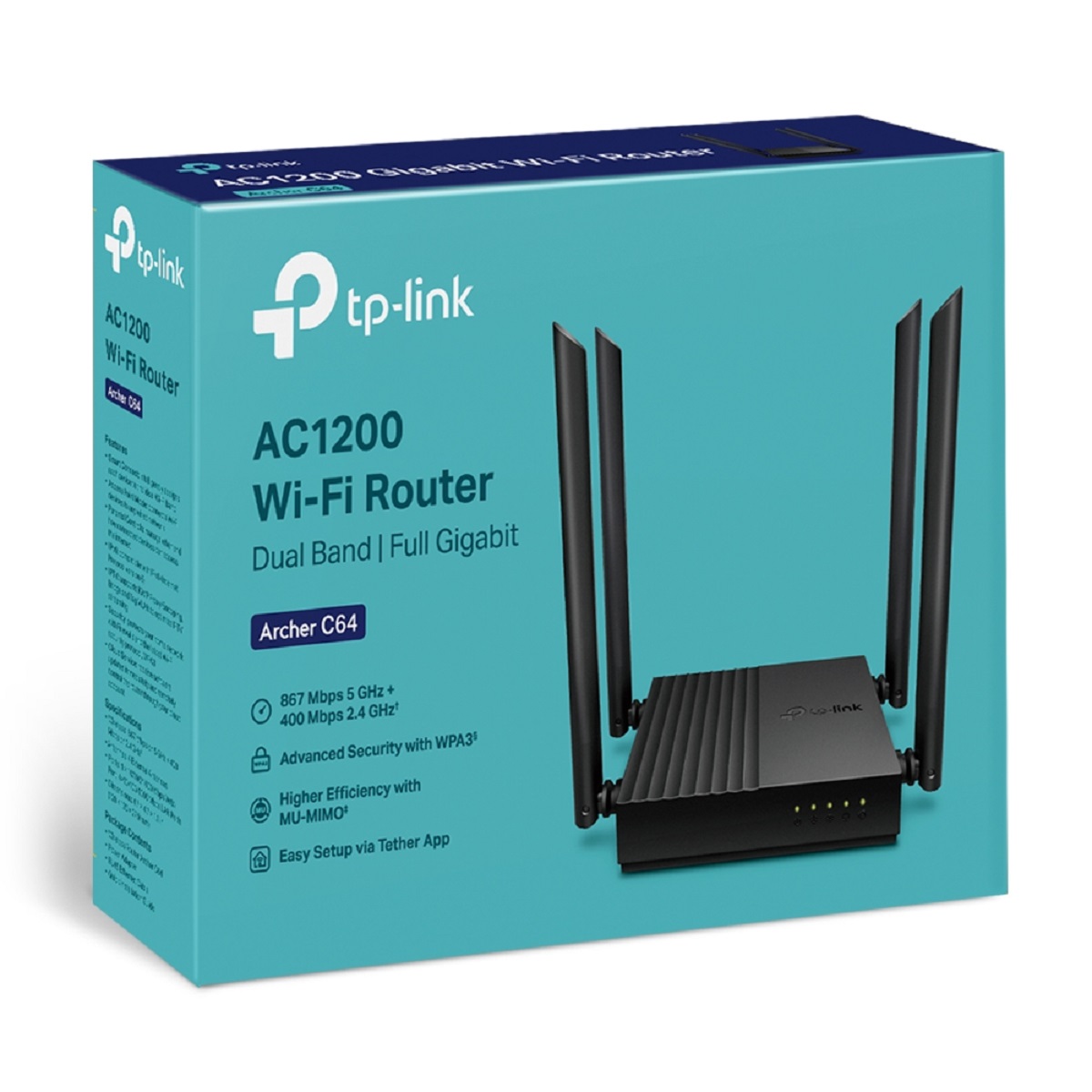 Router Wifi Archer C64 AC1200 Doble Banda 4 Antenas Tp-Link