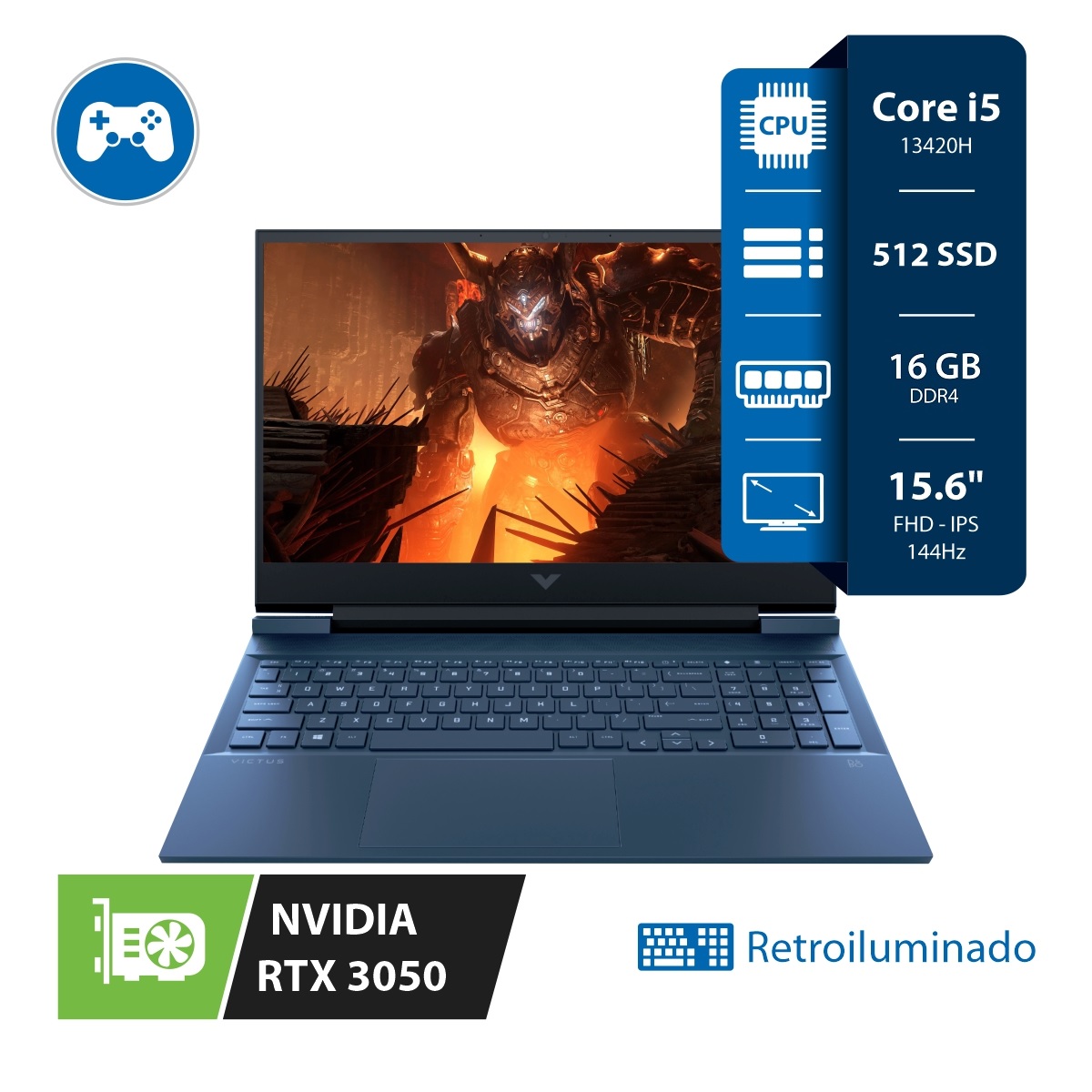 Notebook HP Victus Gamer I5 13420H - 16GB - 512SSD - Rtx 3050 6Gb - 15.6