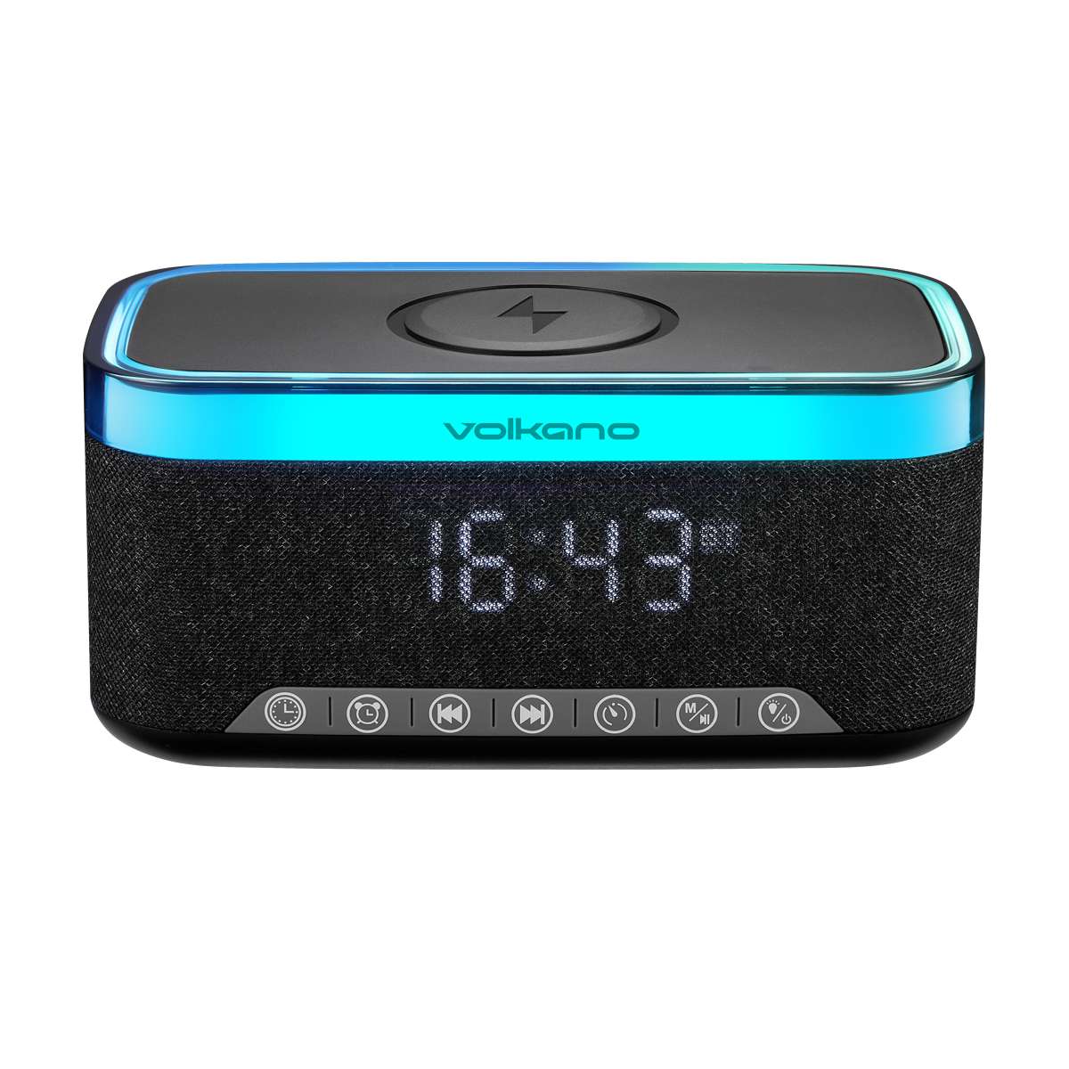 Parlante Bluetooth Reloj Despertador C/Cargador Inalambrico Radiant Series Volkano