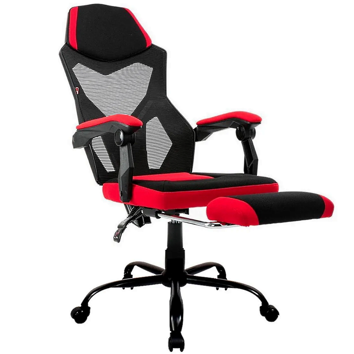 Silla Gamer Mesh Reclinable con Posapies Negro y Rojo Empoli