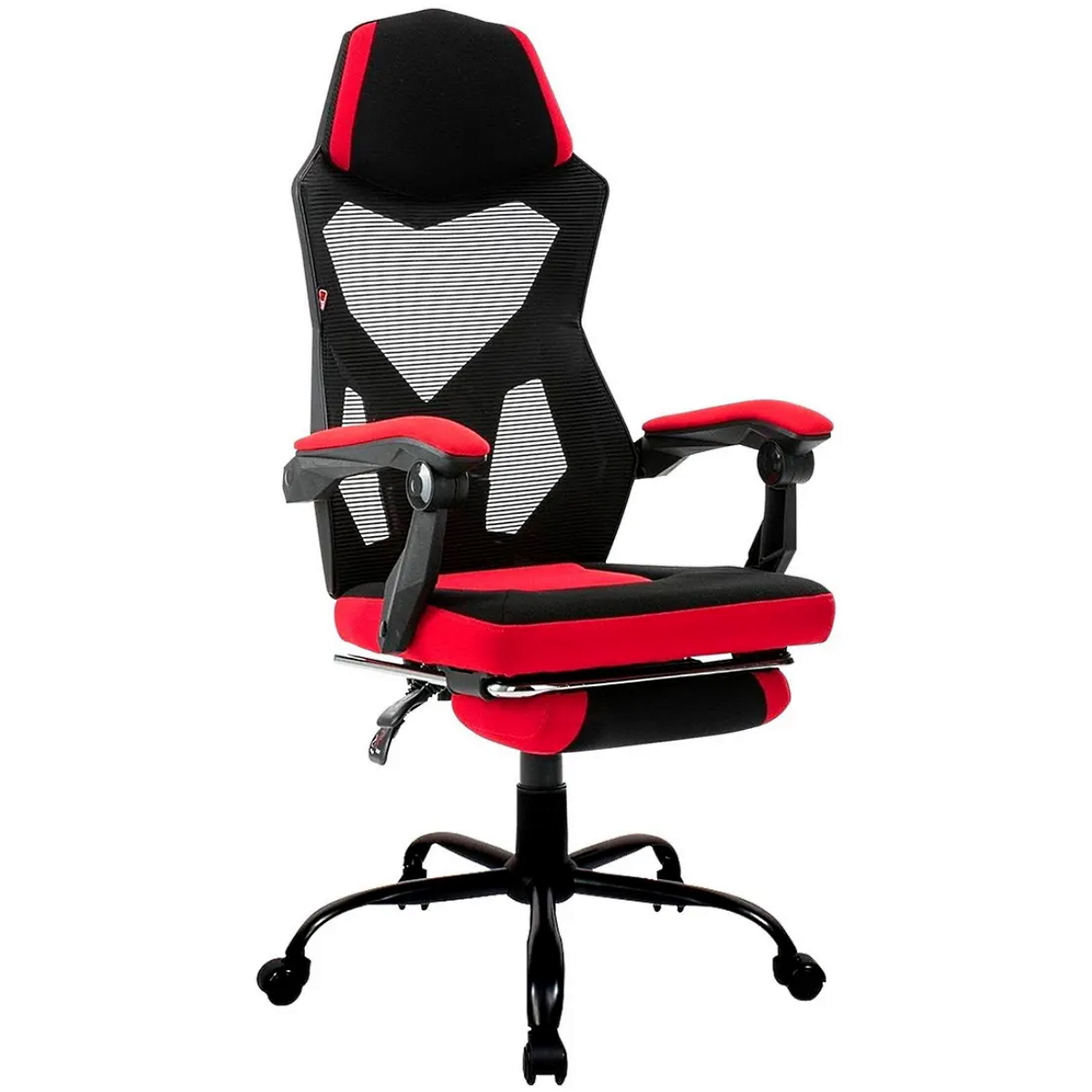 Silla Gamer Mesh Reclinable con Posapies Negro y Rojo Empoli