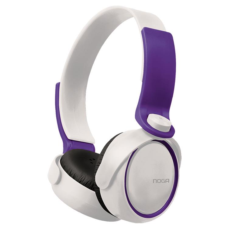 Auriculares Cable Vincha NG904 Manos Libres Blanco y Violeta Noga