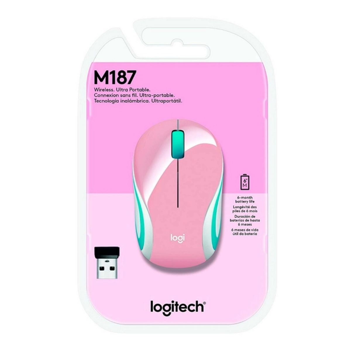 Mouse Inalambrico M187 Rosa Claro Logitech